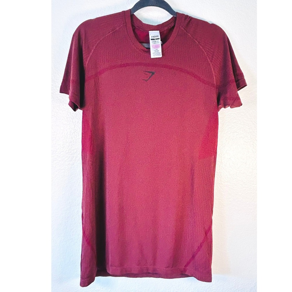 Gymshark Vital Seamless T-Shirt Maroon Burgundy Slim Fit Gym Top Size M